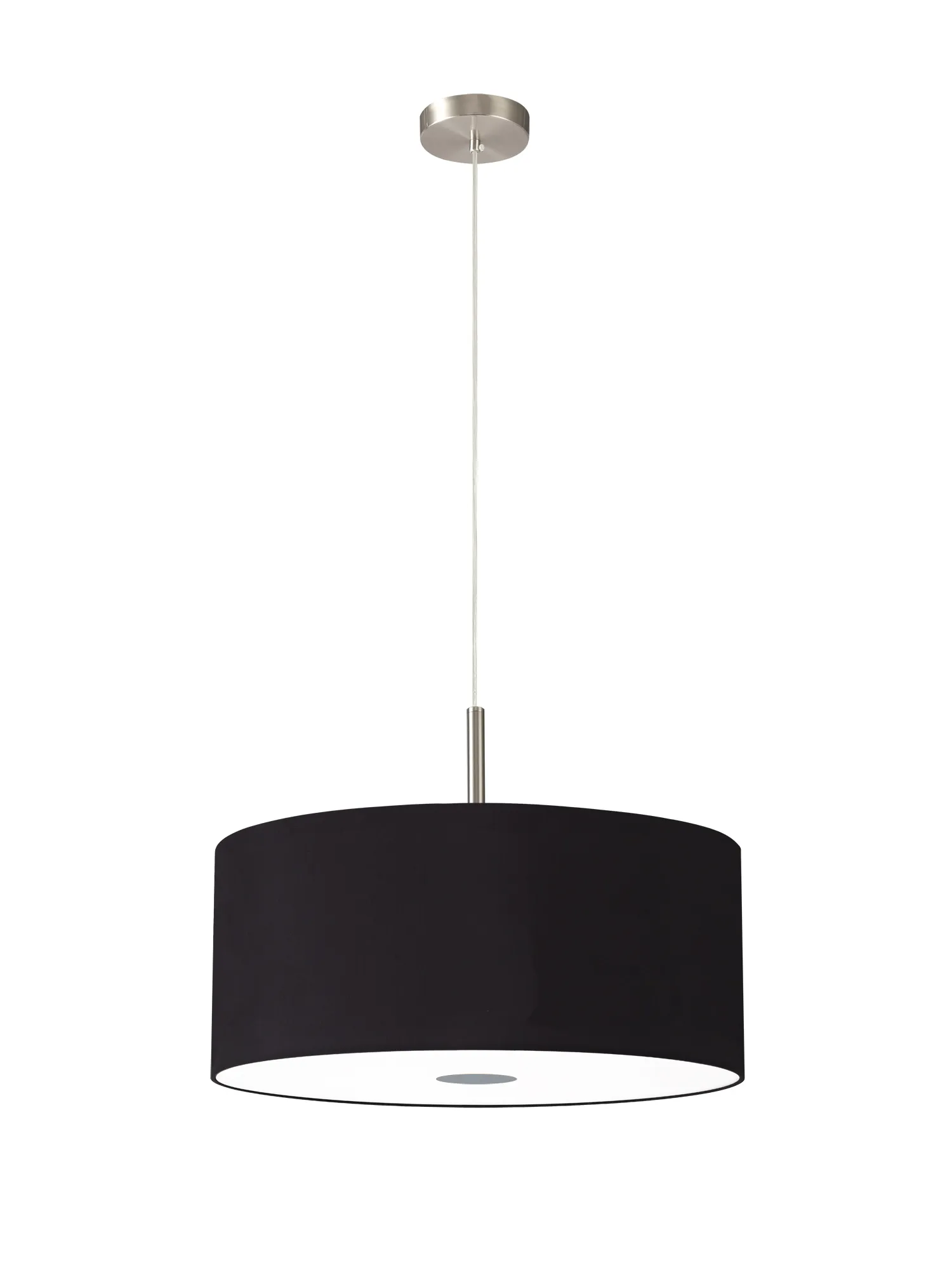 Baymont 50cm 3 Light Pendant Satin Nickel, Midnight Black/Green Olive, Frosted Diffuser DK0451  Deco Baymont SN BL/GR